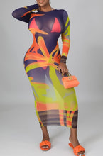 Load image into Gallery viewer, Sun Burst Mesh Midi Dress